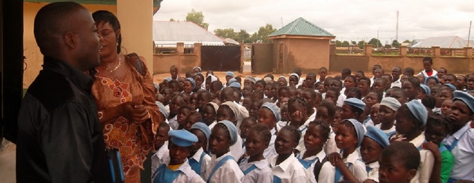 TYPA CEO During School outreaches  on  Promoting Young People Access to sexual and Reproductive Health.